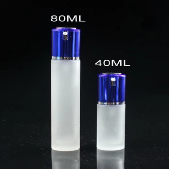 Las heladas botellas de vidrio con tapa de bombeo para el cuidado de la piel productos de embalaje, 80ML, de tamaño mediano, impresión de la insignia está disponible