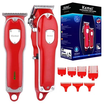 Kemei combo kit recargable clipper pelo profesional eléctrico del pelo de la barba trimmer para los hombres inalámbrico corte de pelo de la máquina de litio