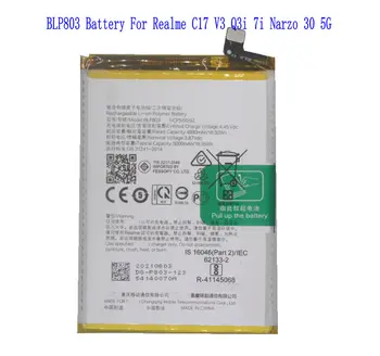 1x Nueva 5000mAh BLP803 Batería Para OPPO Realme C17 Realme V3/Realme Q3i/Realme 7i/Realme Narzo 30 5G Baterías