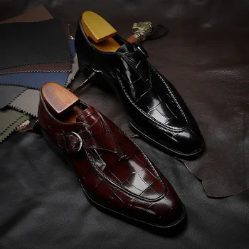 La moda de los Zapatos de Cuero de los Hombres de Color Sólido Punta de la Hebilla de la tercera edad de la Boda de Oxford, de la Oficina de Negocios de Calzado Chaussure Homme