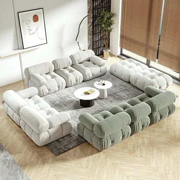 Italiano luz de lujo de diseño moderno sofá de tela crema estilo INS simple tecnología de franela sofá medio bloque modular de los muebles