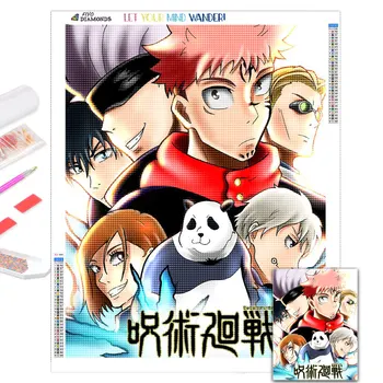 Diamante de Pintura Anime Japonés Jujutsu Kaisen de punto de Cruz, Kits de Bordado de Diamantes Mosaico de la Imagen de la Decoración del Hogar de navidad Regalos