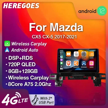 Carplay 720P QLED DSP Android 12.0 Radio del Coche Reproductor Multimedia Para Mazda CX5 CX-5 2017 2018 2019 2020 2021 Navegación GPS Wifi