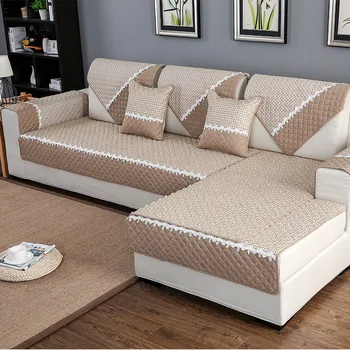 La simplicidad moderna ropa antideslizante sofá fundas para sofás cojín funda de almohada del sillón de la cubierta de Alto grado de lino sofá seccional de la cubierta