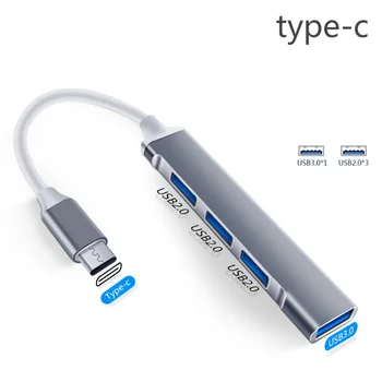 4Port USB 3.0 Hub Concentrador USB de Alta Velocidad de tipo c Divisor de 5 gbps Para PC Accesorios de Ordenador Multipuerto HUB de 4 USB 3.0 2.0 Puertos