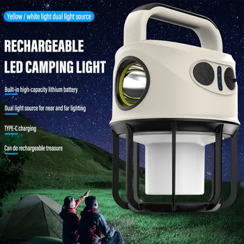 LED recargable Luz de Camping Super Brillante Luz Portátil, Linterna Impermeable Linterna Soporte de Larga Distancia de Iluminación