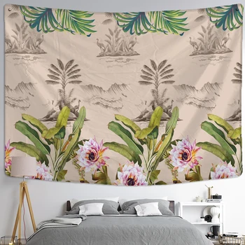 Los ciervos Sika planta de tapiz para colgar en pared Bohemio subtropical, paisaje, animal de fondo de la tela psicodélico de la decoración del hogar