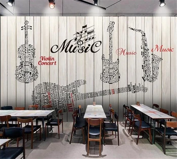beibehang Personalizado moderno fondo de pantalla en 3D de la moda creativa de madera tablero de instrumentos musicales nota musical de fondo papel de parede