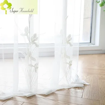 Estilo chino de la orquídea bordado blanco puro mosquiteras en las ventanas cortinas para la sala de estar dormitorio con balcón partición