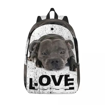 Personalizada Staffordshire Bull Terrier Perro de Lona Mochila de las Mujeres de los Hombres Casual Bolso de Escuela de la Universidad de EBT Lindo el Amor Bolsas