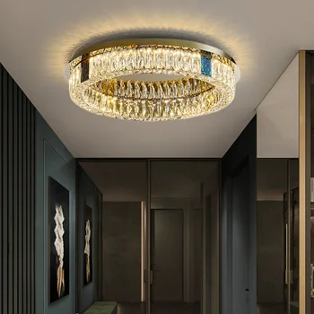 Colgante Luces de la Sala de Cristal Ultra-delgada de Techo Nuevo Dormitorio de Estilo de gama Alta de la Sala de Familia de la Ronda de Estudio de la Lámpara de Araña