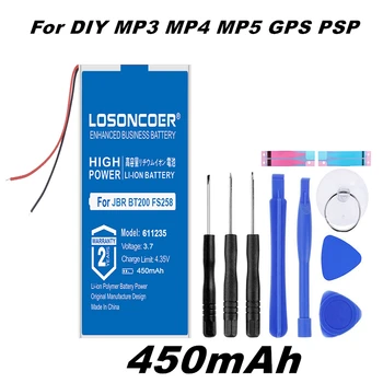 LOSONCOER 450mAh 611235 601235 Batería Para JBR BT200 FS258 Auricular Bluetooth MP3 MP4 MP5 de GPS DVR del Altavoz Reloj Inteligente de la Batería