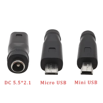 2Pcs 5.5x2.1mm de Alimentación de CC conector Hembra A Micro USB / Mini USB Macho de Enchufe de Carga USB del Adaptador Para fuente de Alimentación de CC Conector del Convertidor de