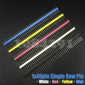 5pcs 1x40pin 2,54 mm de una Sola Fila de Pines del Conector de Cobre Negro Blanco Rojo Amarillo Azul