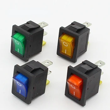 1pcs Mini de 3 Clavijas del Panel En Posición de Apagado con el Interruptor Basculante Iluminado Spst con Luz
