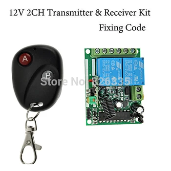 Código fijo 12V 2CH Transmisor Receptor RF de Control Remoto Inalámbrico Interruptor de Puerta de Garaje