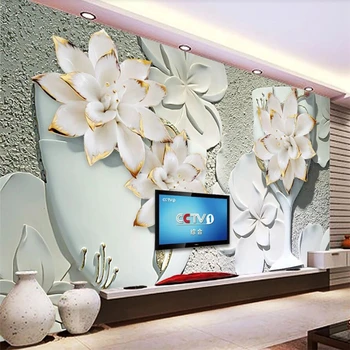 wellyu Personalizados de gran pintor de paredes florero de relieve TV fondo pared de flores en relieve de fondo de la pared de papel de parede