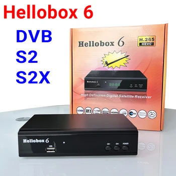 Hellobox 6 Receptor de Satélite de Soporte H. 265 HEVC T2MI USB WiFi Auto Powervu Cline Comptatible V5 Plus Hellobox6