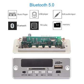 Bluetooth5.0 MP3 WMA WAV FLAC Decodificador de la Junta de 12V Reproductor de Audio Inalámbrico del Módulo de Pantalla USB TF FM de Radio Para los accesorios del Coche