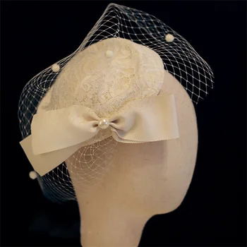 Original francés de malla sombrero, retro partido tocado, sombrero de decoración, descanso para el té, bola, novia, tocado boda, estudio de accesorios