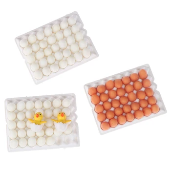 1 juego de casa de Muñecas en Miniatura Huevos Bandeja de Alimentos de Cocina Modelo de Decoración DIY Accesorios Niños Pretender Juguetes