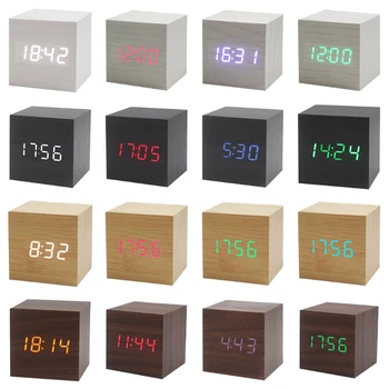 Cubo de Voz de Control Led de Alarma del Reloj Decorativo Reloj de Adornos de Artesanía Suministros para el Hogar Dormitorio Dormitorio