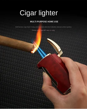 Cigarro de la Antorcha Encendedor 2 Jet Antorcha de la Llama Recargable con Punzón de Accesorios de Fumar Herramienta para Fumar Portátil Encendedor de butano