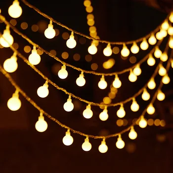 La navidad al aire libre Garland Iluminación de Hadas LED Bola de Luz de Cadena Colgante de la Boda de Luces para el Hogar de la Sala de Fiesta Campo de la Decoración del Jardín