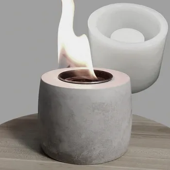 Mini pozo de fuego del quemador de hormigón del Molde de Cemento chimenea hechos a Mano de BRICOLAJE de Yeso de la Llama de fuego titular de Terrazo Jesmonite Molde de Silicona