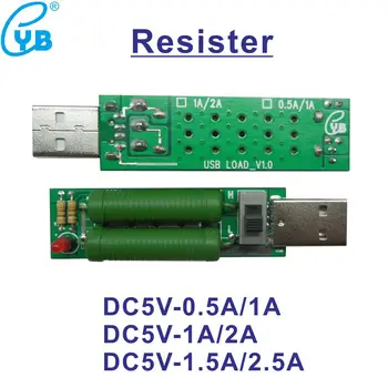 Resistor de 5 v DC Resistencia De 0,5 a 1A 1.5 a 2.5 USB Detector de Capacidad Probador USB Probador de Herramientas Eléctricas Resistencia de Carga Mini USB