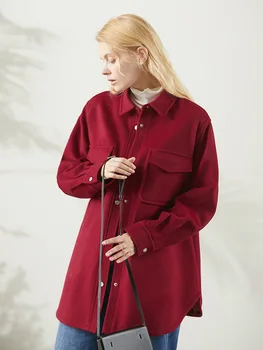 2021 Nuevo gama Alta de las Mujeres Chaqueta Clásica blusa de la Capa Femenina de mediados de la longitud de la chaqueta de abrigo de las mujeres de doble cara abrigo de lana 82537