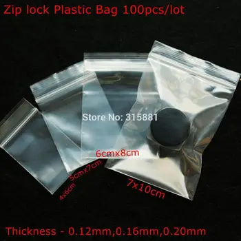 Zip Lock Bolsas de Plástico Hermético Transparente de la Joyería/del Almacenamiento de la Comida de la Bolsa de Paquete de Cocina Bolsa de 100pcs/lot