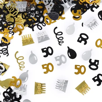 Oro negro Número de Confeti Decoraciones 18 de 30º 40º 50º 60º Cumpleaños Feliz Fiesta de Aniversario de Mesa Tabla de Dispersión Suministros