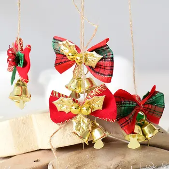 5Pcs Navidad Arco de Cinta de Lazo Impreso Rollo de Adornos hechos a Mano de BRICOLAJE Colgantes para Envolver Regalos de Decoración de Árbol de Navidad Año Nuevo DIY Decoración