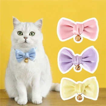 4 Colores de Terciopelo Campana Colgante Bowknot Gatos Collar Collares Ajustable 17-33 cm Collar Para Cachorro Simple Chic Gato Accesorios