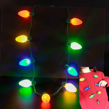 6pcs de Navidad de Luz LED Bombilla Collar de Navidad, Accesorios Partido de 9 Bombillas de incandescencia Collar de Año Nuevo A0KE
