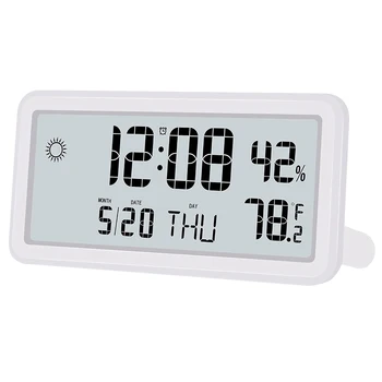 El Reloj de alarma para Dormitorio Digital Relojes de Pared Con Fecha de la Semana de la Temperatura y Humedad del Interior de la Batería Operada Blanco