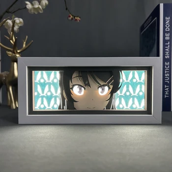 Anime Lightbox Bunny Girl Mai Sakurajima para el dormitorio de la Decoración de la Manga de Corte de Papel de Mesa Lámpara de Escritorio Animado de la Caja de Luz Mai