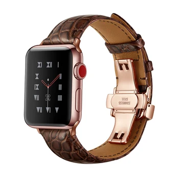 Francia cocodrilo correa de cuero para Apple watch banda de 42 mm 38 mm 44 mm 40 mm apple watch 6 5 4 3 2 iwatch pulsera Fhx-45 PM