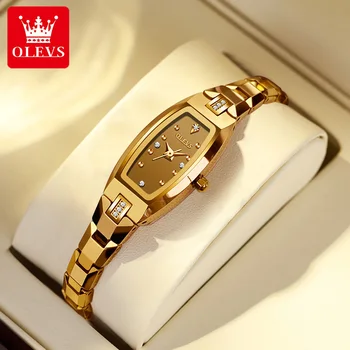 OLEVS 5501 Delgado Delgado Reloj de las Mujeres de Lujo del Acero de Tungsteno de la Banda Tonel de Diseño de Forma Cuadrada Elegante del Diamante de Cuarzo Reloj de Señoras