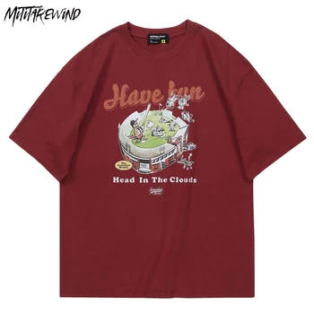 Hip Hop de la Calle con camisetas de los Hombres de Impresión de dibujos animados de Verano Nuevo en T Camisa Casual de Algodón de Manga Corta de Cuello Redondo Gráfico Camisetas Y2k