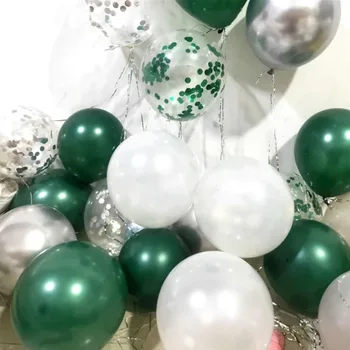 40pcs Cromo de Plata de Tinta Verde Confeti Globo de Látex de la Fiesta de Cumpleaños Decoraciones Niños Adultos Chico Chica de la Ducha del Bebé de la Boda Suministros