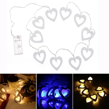 La madera de la Cadena de Luz de Madera de Amor en Forma de Corazón 10LED Batería Powered Luces LED para la Boda de la Navidad, el Día de san Valentín Decoración del Jardín