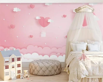 Fondo de pantalla personalizado en tres dimensiones nube rosa sueño de la princesa de la sala infantil de la pared de fondo de la sala 3d fondo de pantalla