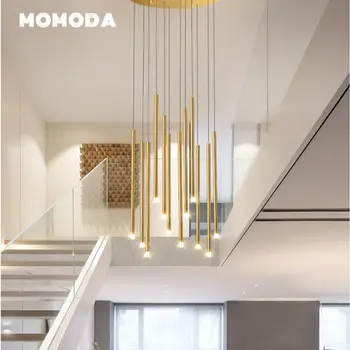 Moderno LED Lámparas de Iluminación de Lujo de Hierro Acrílico Oro Negro Colgante Colgantes luminosos Dormitorios Sala de estar Escalera de Lámparas de Lustre