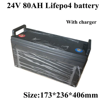 Portátil Lifepo4 24v 80Ah Batería con BMS 8s para Coche Eléctrico de Almacenamiento de Energía VHE UPS E-motor de copia de seguridad de Energía+10A Cargador