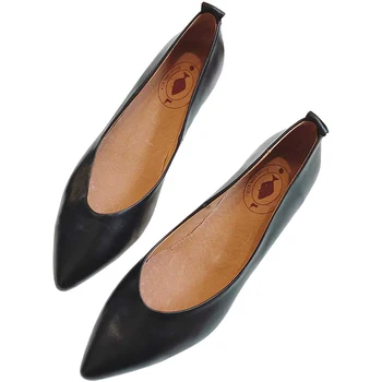 Con punta de cuero de las mujeres zapatos, gruesa con poca suave boca de poner un pie joker negro de cuero profesional de los zapatos zapatos de trabajo