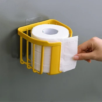 Perforada de papel de baño estante de almacenamiento, aseo caja de pañuelos de papel, montado en la pared del rollo de la caja de papel