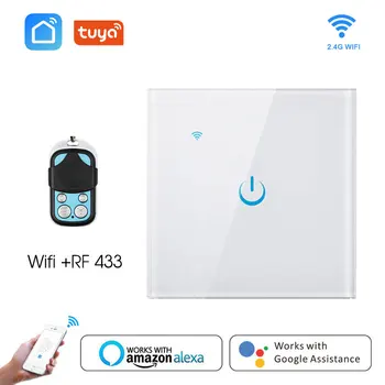 Wif Inteligente RF433 Control Remoto de Pared Interruptor de la Luz de la Aplicación de Control de Interruptores Táctiles Con Amazon Alexa Google hogar para la Vida Inteligente Tuya