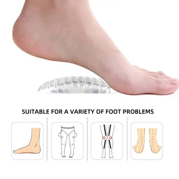 1Pair Profesional Arco Ortopédicos Plantilla de Soporte de Placa de Pie Flatfoot Corrector de Zapato Cojín de Cuidado de los Pies Insertar Plantillas de Gel de Silicona